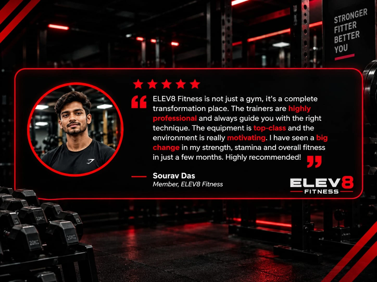 Sourav Das sharing his ELEV8 Fitness gym experience in Kolkata